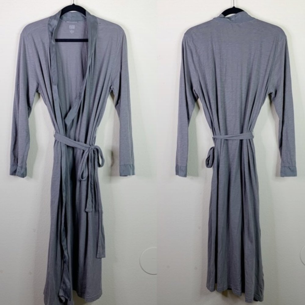 Eileen Fisher Sleepwear Ash Gray Cotton & Silk Robe XS